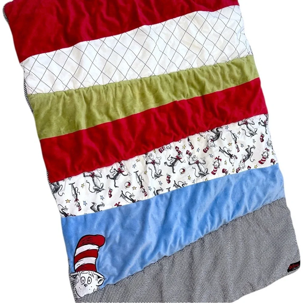 Dr. Seuss Baby Color Block Reversible Crib Quilt Comforter Patchwork Play Mat